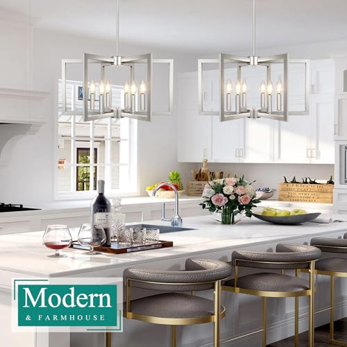 20" 62" Height Adjustable Brushed Nickel Kitchen Chandelier for Dining Room