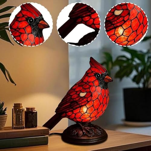 Cardinal Lamp Stained Glass