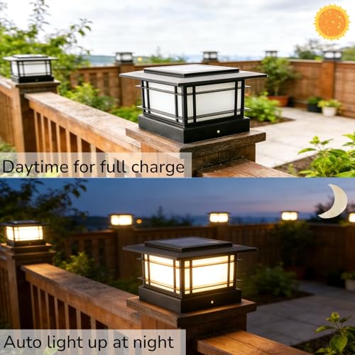 4x4 Solar Post Cap Lights Outdoor with 2 Color Modes (2 Count)