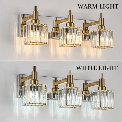 Crystal Bathroom Vanity Light Gold Chrome 3