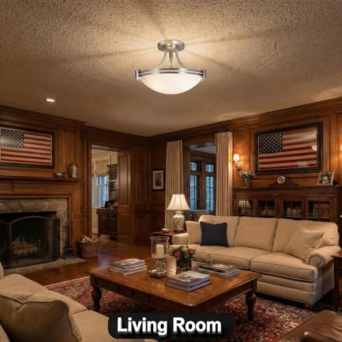 16 inch Brushed Nickel Semi Flush Mount Ceiling Light Fixture