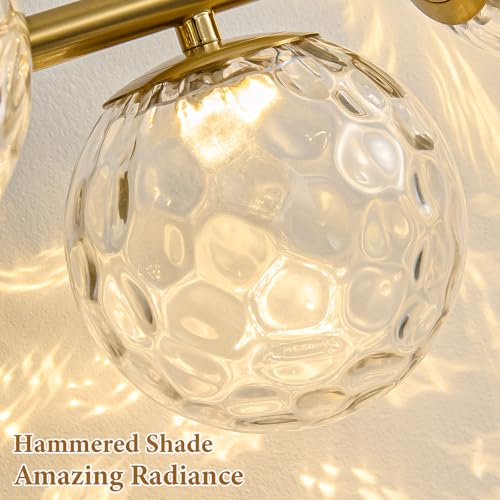 LED Brushed Gold Modern Hammered Glass Globe Bathroom Vanity Light