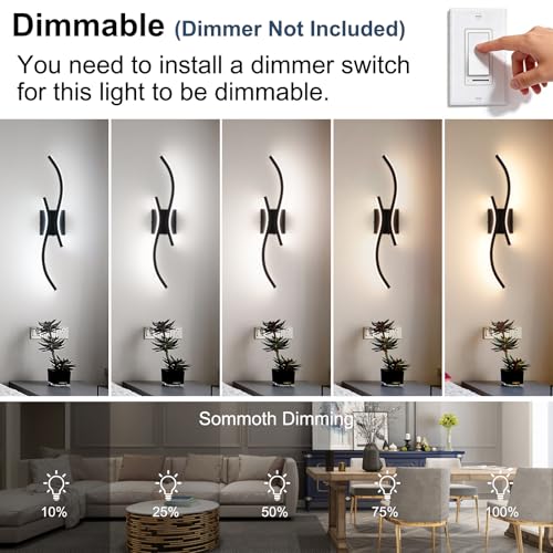 Black Modern Wall Sconce Set of 2