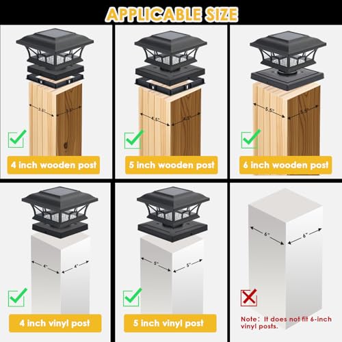8 Pack Solar Post Cap Lights Outdoor Waterproof