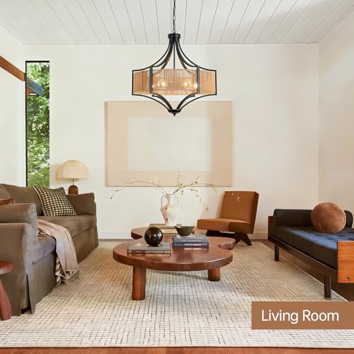 25.6" Large Rattan Chandelier