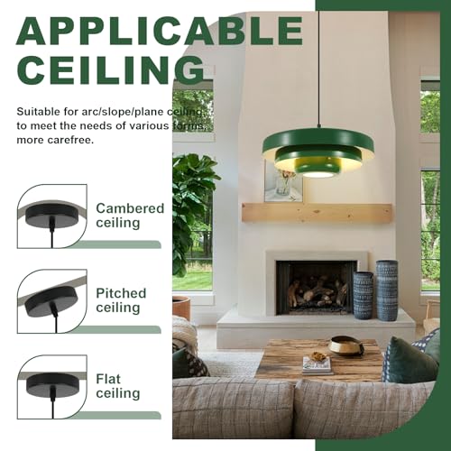 Vintage Green Pendant Light Industrial Adjustable Hanging Light