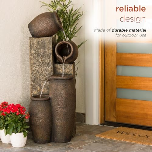 GIL140 43" Tall Indoor Outdoor Pottery Fountain with Replaceable LED Lights