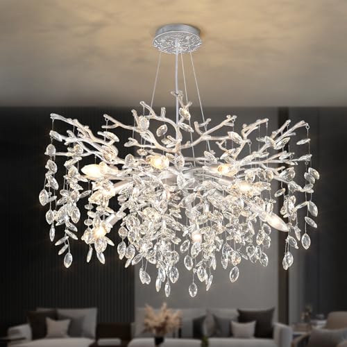 32" Silver Tree Branch Crystal Chandelier 10