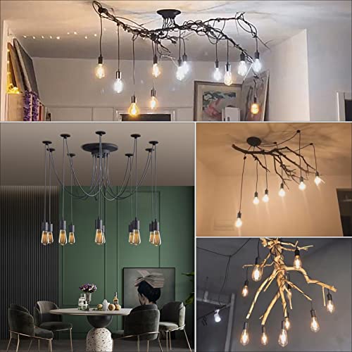 Vintage Edison Multiple Ajustable DIY Ceiling Spider Lamp Light Pendant Lighting Chandelier Modern Chic Industrial Dining with Romote Control