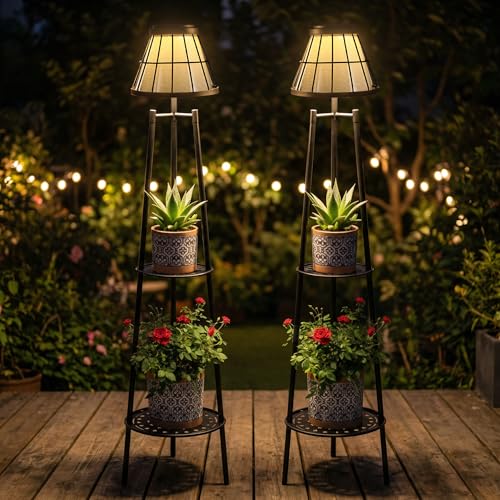 2 Pack Solar Floor Lamps Outdoor with 2 (2 Count)