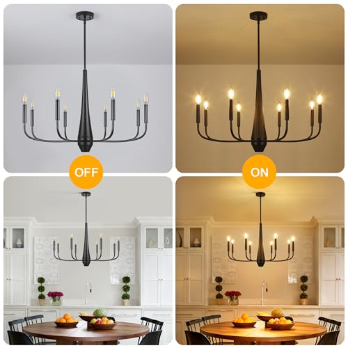 8 Light Large Black Chandeliers for Dining Room Light Fixture Hanging