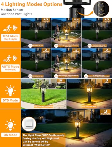 360° Motion Sensor Outdoor Post Lights