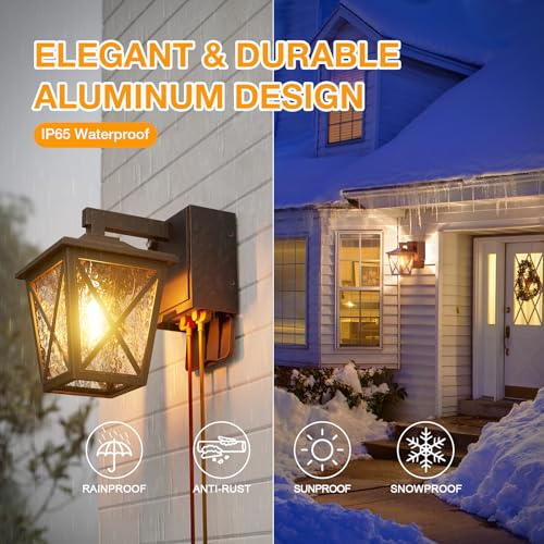 Porch Light with GFCI Outlet Aircraft Grade Aluminum Alloy Bronze 1PC