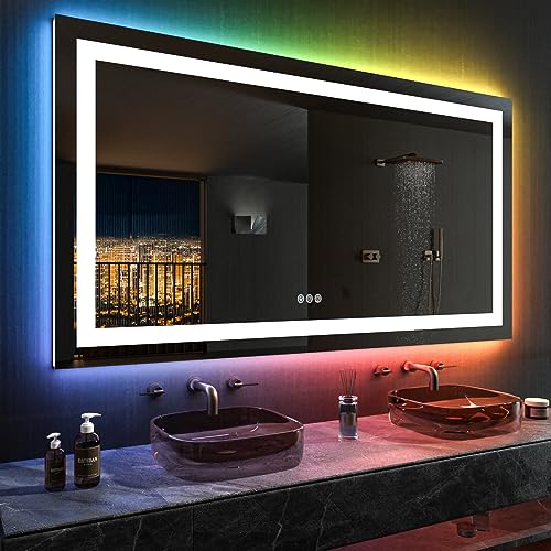 72"X40" RGB LED Bathroom Mirror with Lights