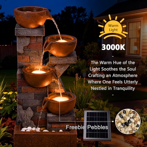 5 Tiers Solar Outdoor Water Fountain with LED Lights
