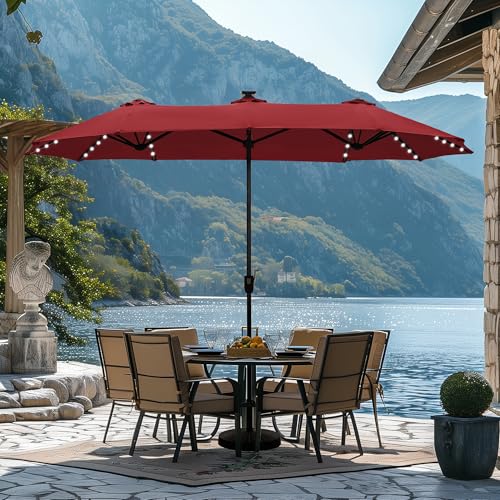 13 ft Patio Umbrella with 120 LED Solar Lights Outdoor Umbrella