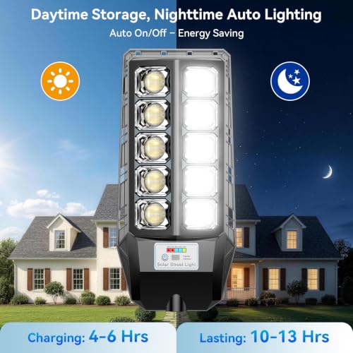 Solar Street Lights Outdoor with Motion Sensor Remote Control 7000K