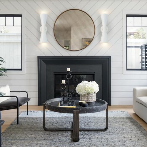 Modern Indoor Wall Sconces Set of 2 Up and Down White Wall Sconces Mid Century Indoor Wall Light Fixture Hardwired Wall Mounted Lamp for Living Room Bathroom Bedroom Hallway 15 Inch (2 Count)