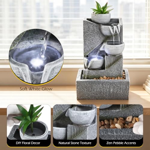 Tabletop Water Fountain Waterfall Fountains Indoor with LED