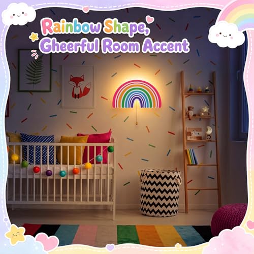 2 Pcs Rainbow Night Light for Girls Cute Floating LED Lamp for Kids Nursery Room Decor Battery or USB Operated Night Light for Wall Bedroom Table Office Home Decorations (2 Count)