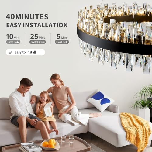 Modern Black Crystal Chandelier Lights