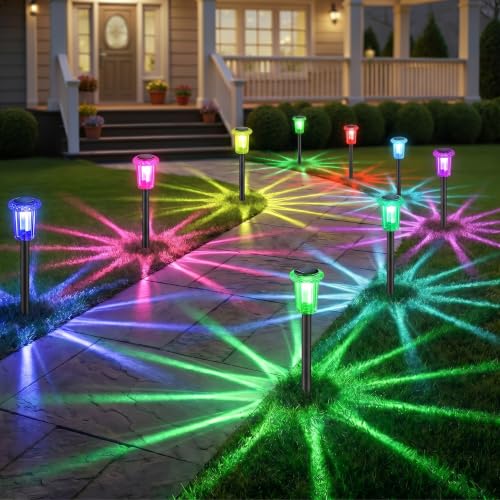 Solar Pathway Lights Outdoor Waterproof Starburst Pattern 15 Pack (15 Count)