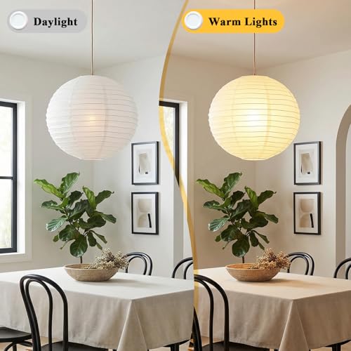 2Pcs Round White Paper Lantern Lampshade (2 Count)