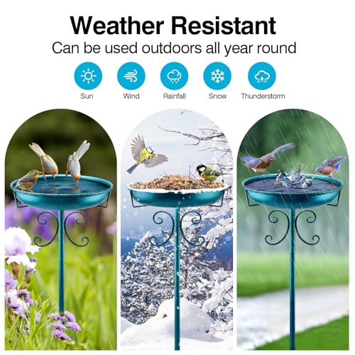 35In Metal Bird Bath for Outside
