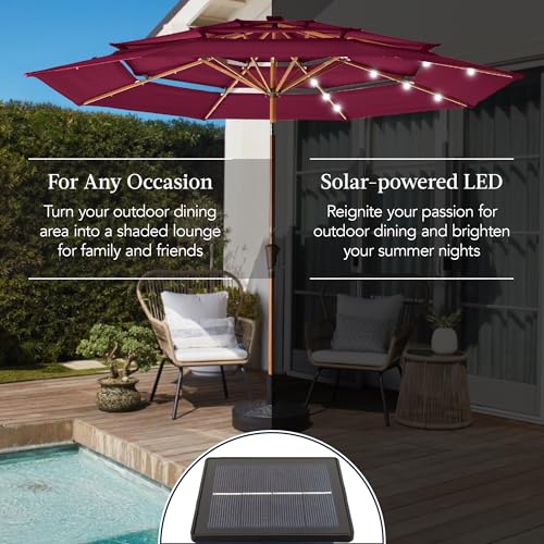 10ft 3 Tier Solar Patio Market Umbrella