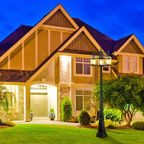 Dusk to Dawn Outdoor Lamp Post Light with 3 LED Bulbs