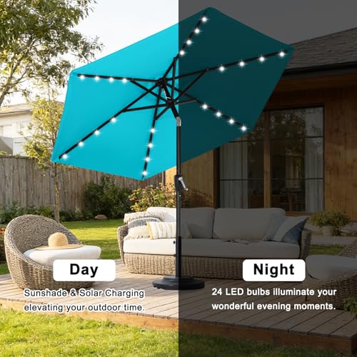 Solar Led Patio Umbrella with 24 Lights 7.5FT