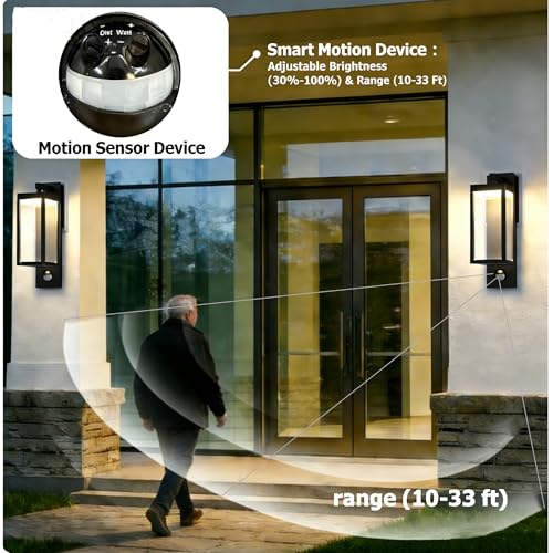 Modern Motion Sensor Outdoor Wall Light Sconce with Glass
