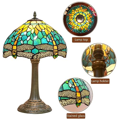 Tiffany Lamp Stained Glass Table Lamp for Living Room Bedroom Bedside Nightstand Home Office LED Bulb Included