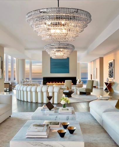 47 Inch Round Chandelier Clear Glass