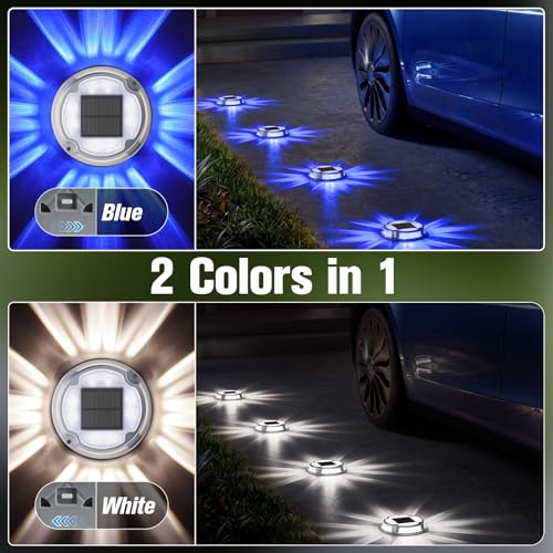 Solar Driveway Deck Dock Marine Lights 2 Colors Modes (4 Count)