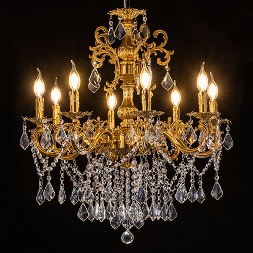 Crystal Chandeliers 28" Vintage Antique Bronze Chandelier