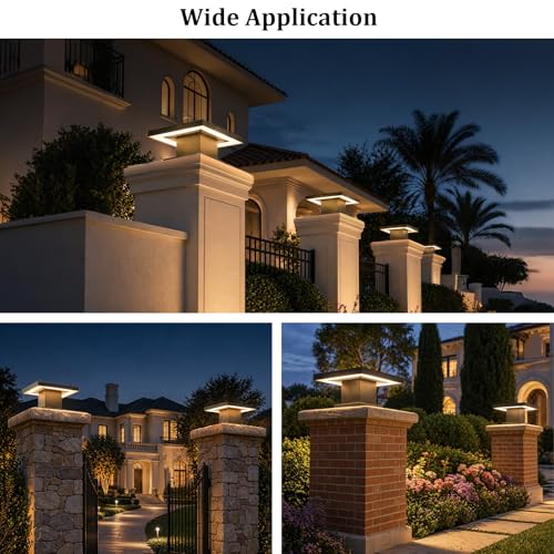 Outdoor Post Lights Modern 3000K LED Column Caps Lights Waterproof Outside Housing Pillar Lights Hard Wired Landscape Pathway Lamp Fence Deck Caps Lanterns For Gate Mailbox Pier Pedestal Lighting