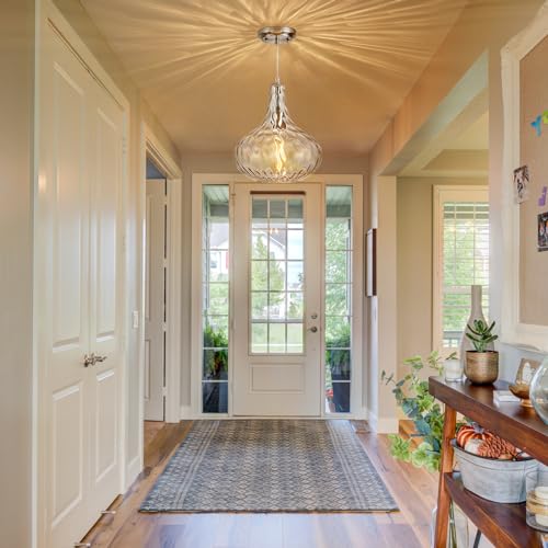 11" Brushed Nickel Hammered Glass Pendant Light