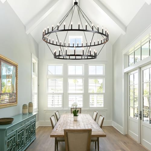 60 inch Black Extra Large Wagon Wheel Chandelier