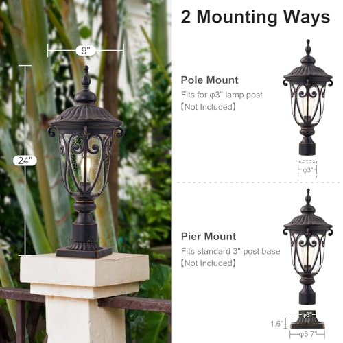 Outdoor Post Light Fixture with Pier Mount
