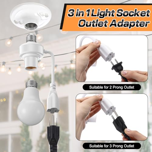 3 in 1 E26 Light Socket Outlet Adapter