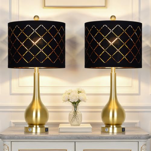 26" Gold Table Lamps Set of 2 for Bedroom Nightstand & Living Room (2 Count)
