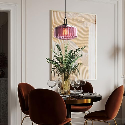 Mid Century Hanging Light Purple Glass Ceiling Pendant Lights