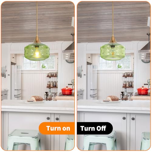Gold Pendant Light over Kitchen Green Glass Hanging Light for Bathroom