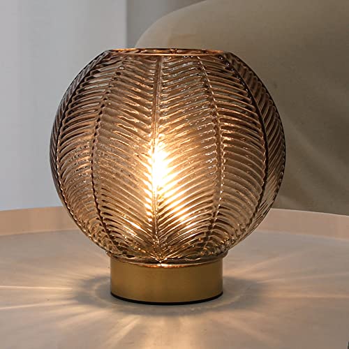 Battery Operated Decorative Glass Table Lamp with Timer Amber