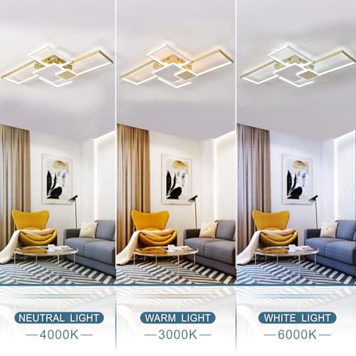 Modern Ceiling Lights for Living Room Gold Geometric LED Ceiling Light Flush Mount
