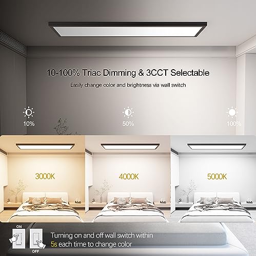 6 Pack 1x4 LED Flat Panel Light Surface Mount Black (6 Count)
