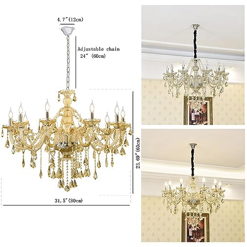 Cognac K9 Crystal Chandeliers Lighting Fixture 10 Lights