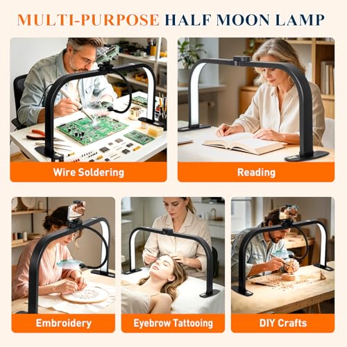 Half Moon Nail Light for Desk with 5X Magnifier & Phone Holder (5 Count)
