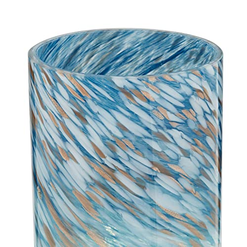 Nikki 13 1 2" Small Accent Lamp Coastal Modern Blue Glass Art Antique